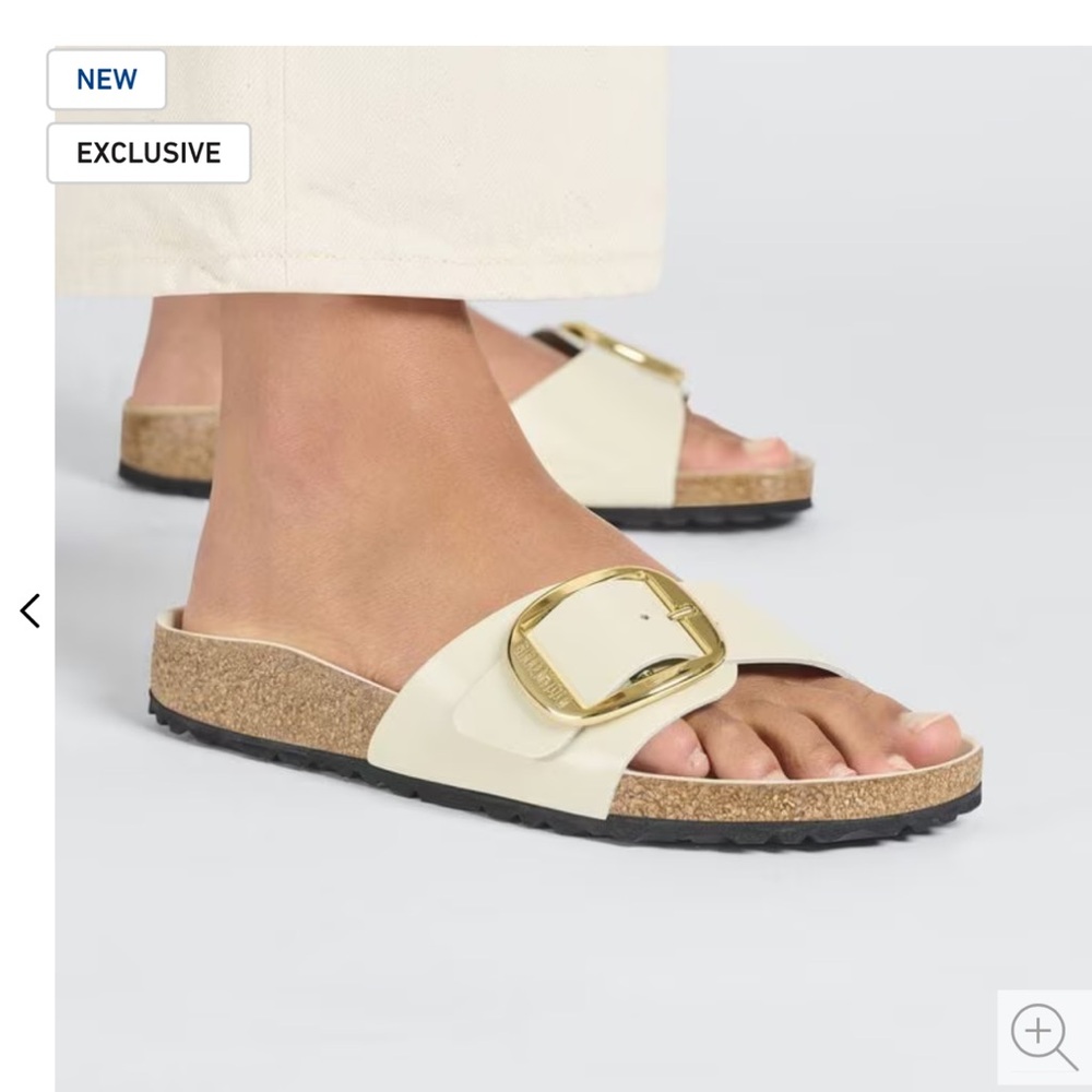 Birkenstock Madrid Big Buckel Sandals Ecru with Gold Buckle
